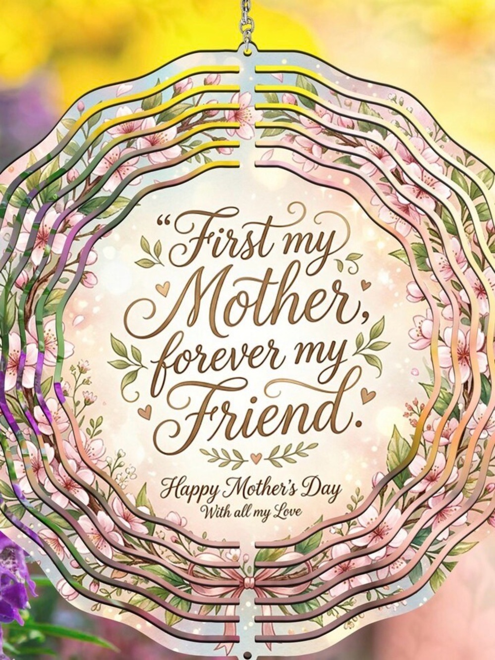 Mother's Day Wind spinner - Pink Floral 'First my Mother, forever my Friend'